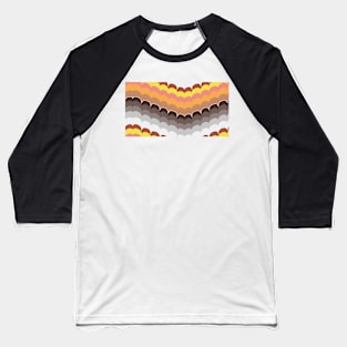 Bargello scallop waves brown yellow orange Baseball T-Shirt